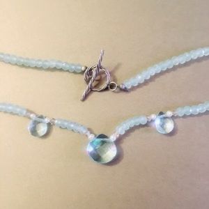 Raw aquamarine hand made necklace on sterling